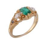 A mid Victorian emerald and diamond ring , circa 1860   A mid Victorian emerald and diamond