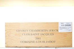 Gevrey Chambertin 1er Cru Clos St Jacques 2001 Domaine Louis Jadot 12 bts OWC