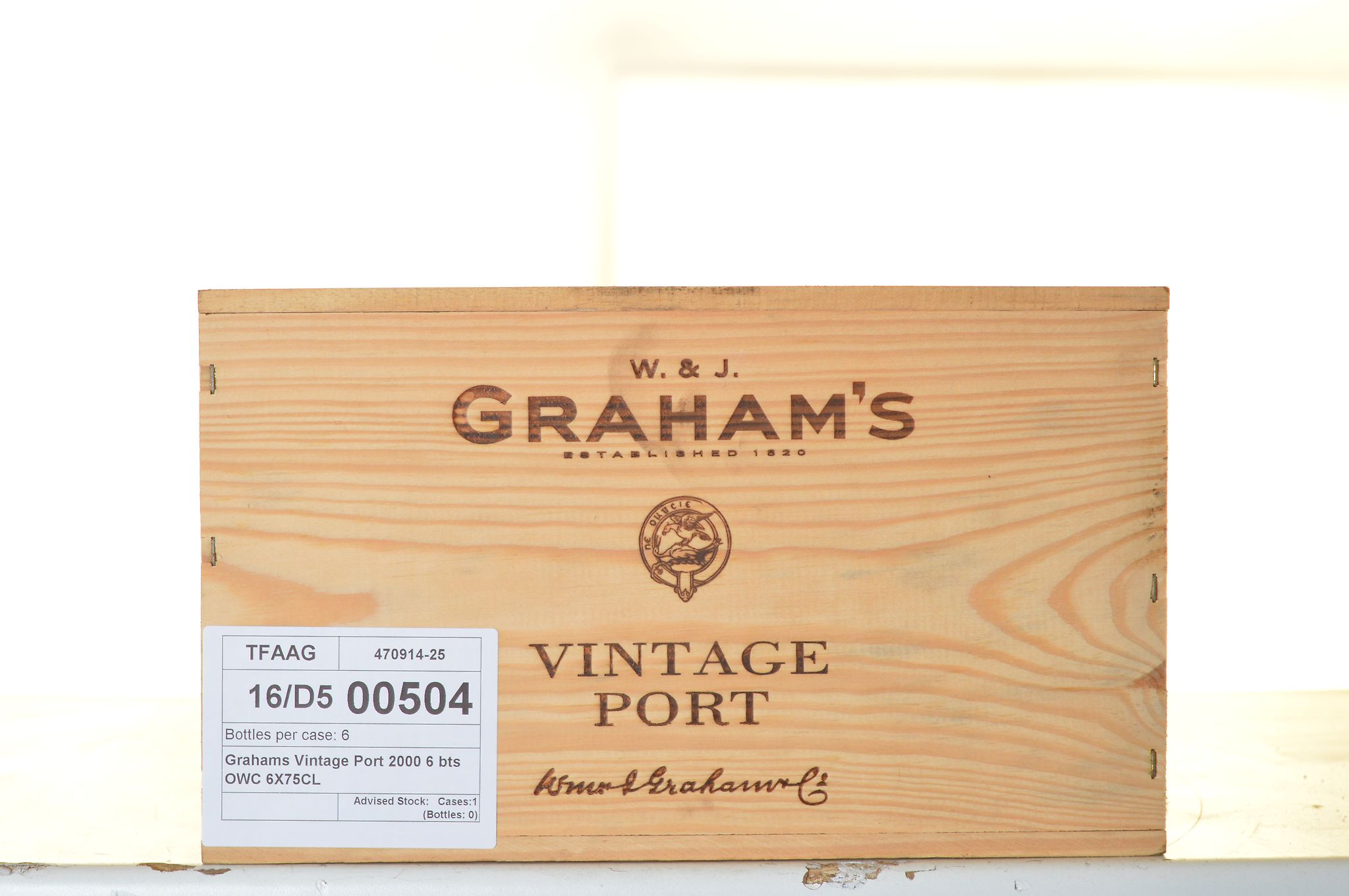 Grahams Vintage Port 2000 6 bts OWC
