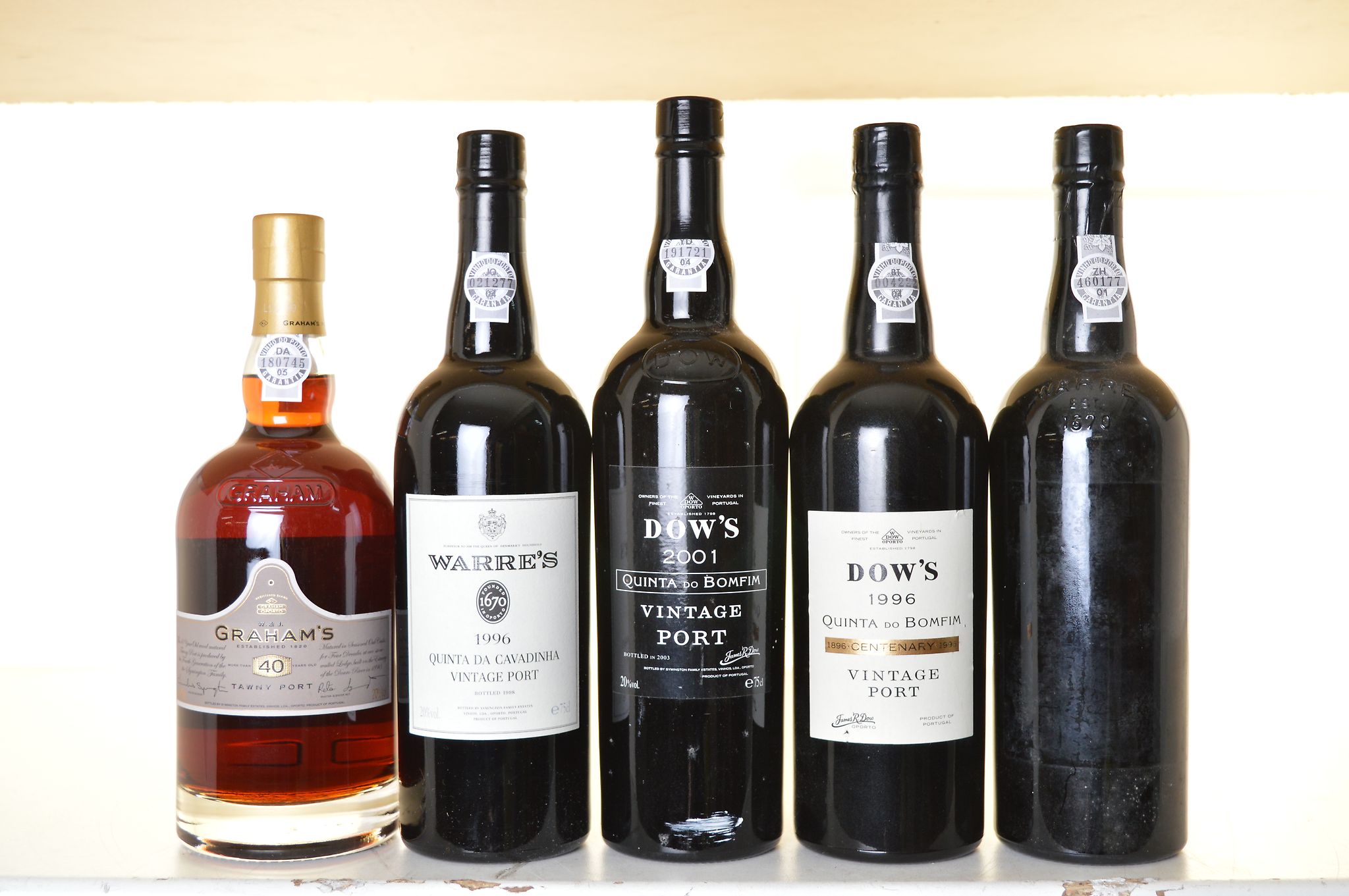 Graham's 40 year old Tawny Port 1 bt display tube  Warre's Vintage Port 1996 Quinta da Cavadinha 1 b