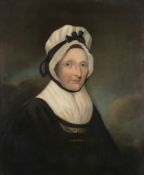 English School (19th century) - Bust portrait of a lady wearing a white bonnet  Oil on canvas 76 x