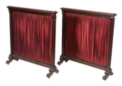 A pair of Irish mahogany fire-screens , mid19th century, 109cm high, 105cm wide   A pair of Irish