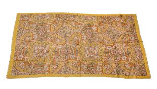 A silver coloured metal thread embroidered shawl, probably Kashmir   A silver coloured metal