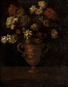 Northern Italian School (18th Century) - Still life with flowers in a classical urn  Oil on canvas
