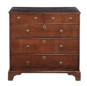 An oak chest of drawers , mid 18th century, 90cm, high 90cm wide 50cm deep   An oak chest of drawers
