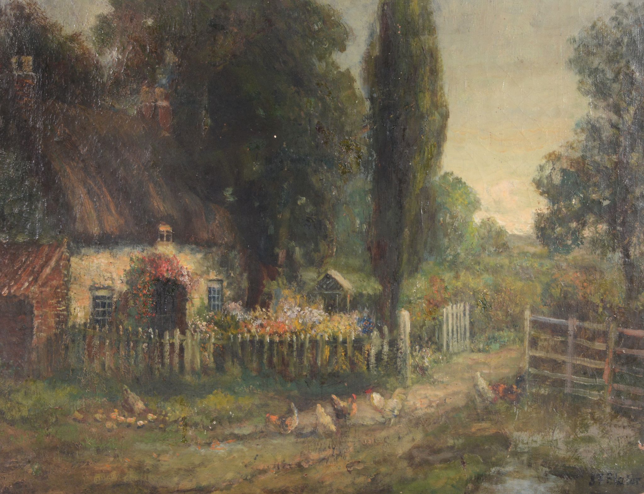 John Falconar Slater (1857-1937) - An idyllic country cottage  Oil on canvas Signed lower right 46 x