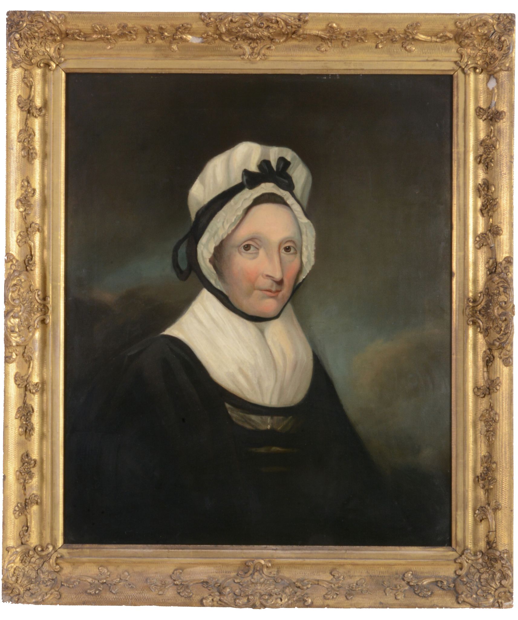 English School (19th century) - Bust portrait of a lady wearing a white bonnet  Oil on canvas 76 x - Image 2 of 3