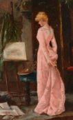 Attributed to Victor Gabriel Gilbert (1847-1933) - Elegant lady in an artist's studio interior,