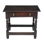 An oak side table , circa 1660 and later, with single drawer, 67cm high   An oak side table  , circa