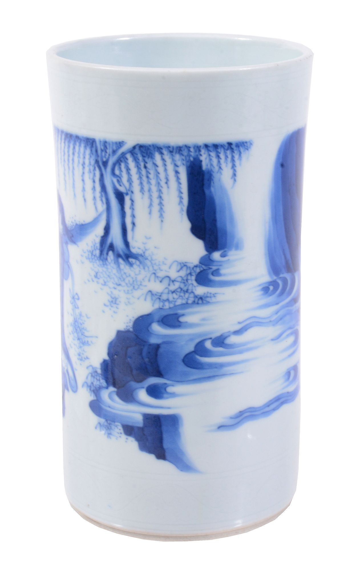 A Chinese blue and white brush pot, Bitong, in Transitional style   A Chinese blue and white brush - Image 3 of 4