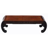 A Chinese hardwood low table , early 20th century, 34cm high, 113cm long   A Chinese hardwood low