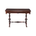 A Victorian walnut library table , circa 1860, with two blind frieze drawers   A Victorian walnut