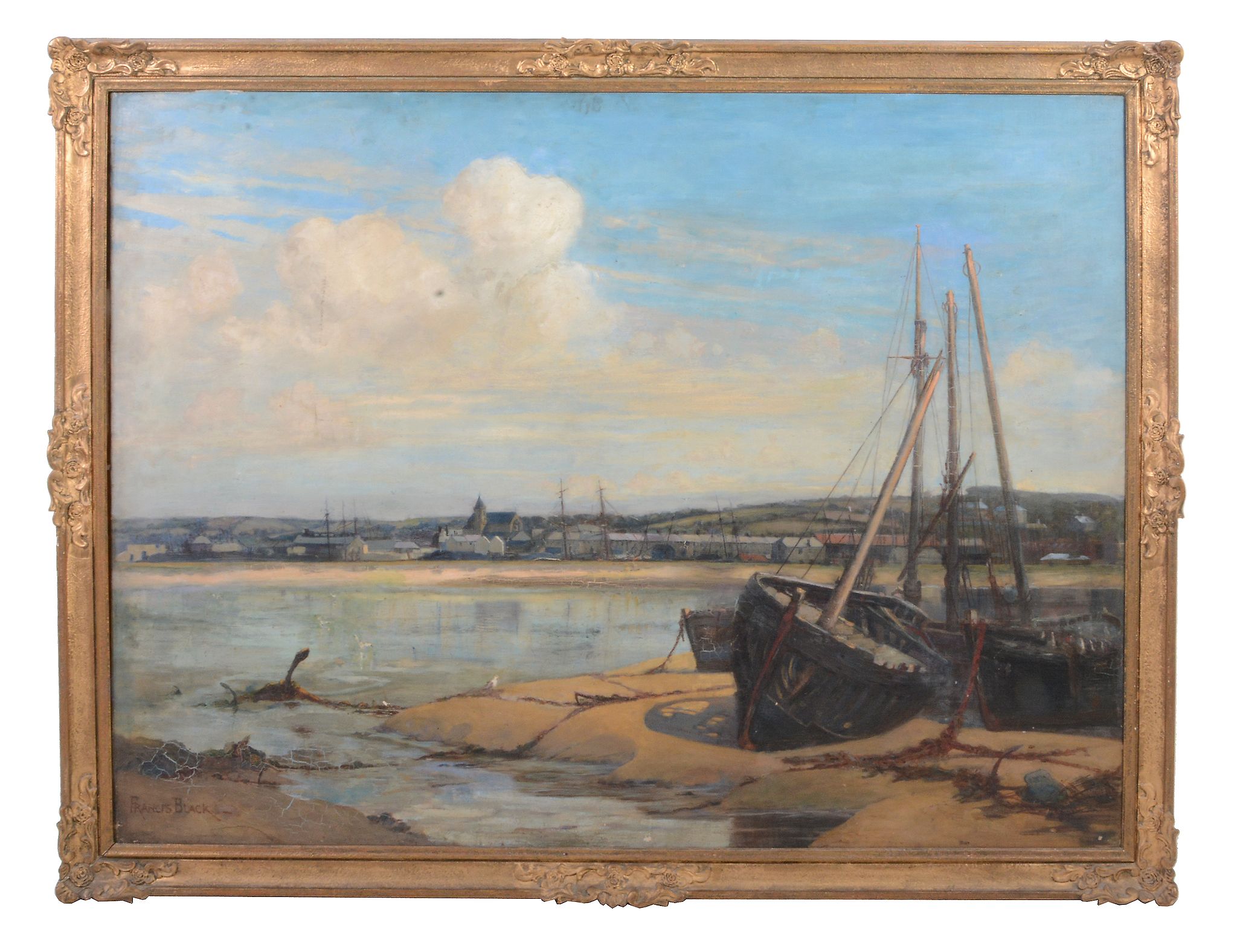 Francis Black (fl. 1890s) - A Cornish Estuary  Oil on canvas Signed lower left 107.5 x 143.5 cm. (42 - Image 2 of 3