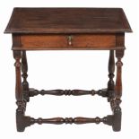 An oak side table , late 17th century, 67cm high, 73cm wide, 53cm deep   An oak side table  , late