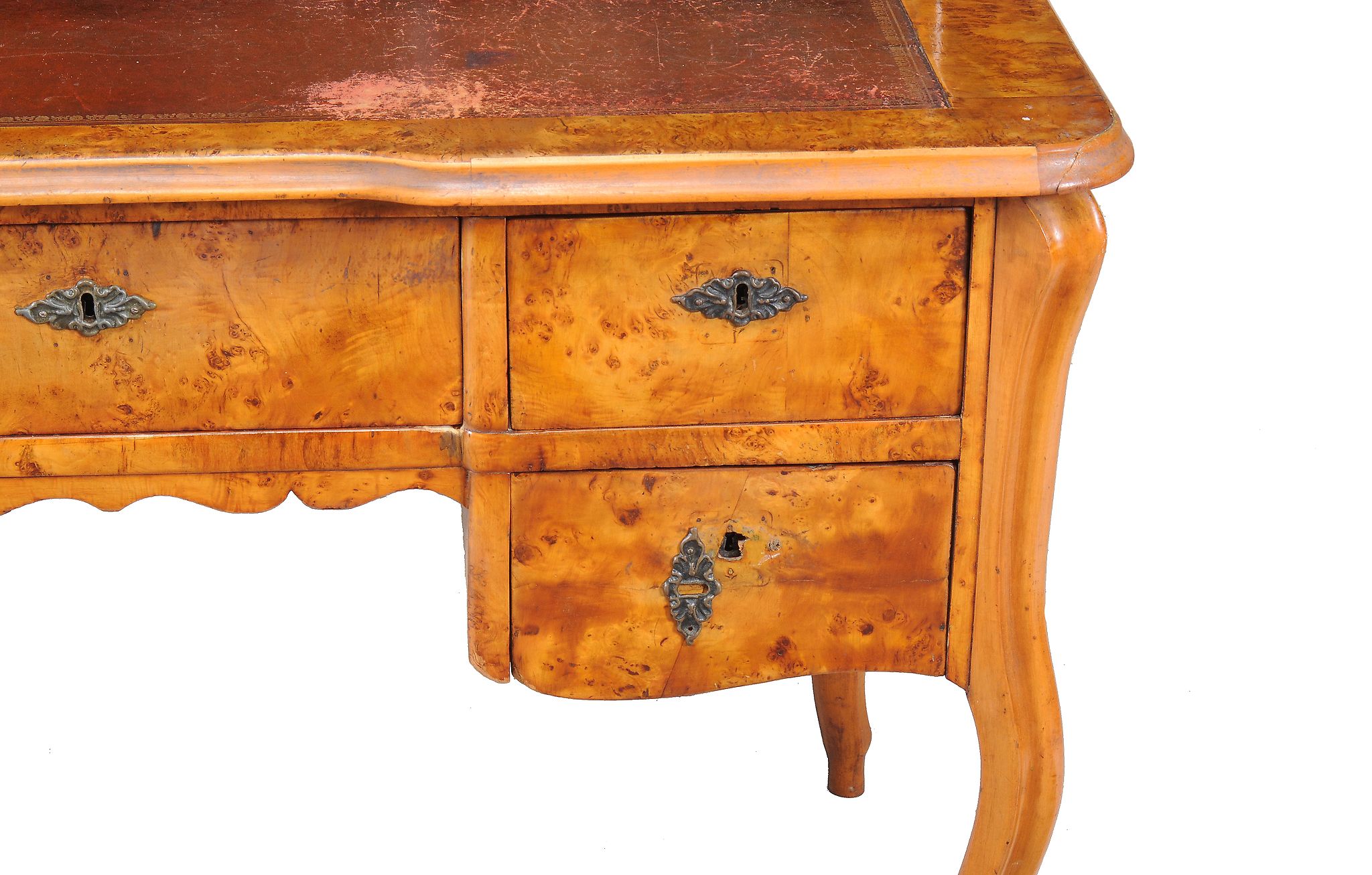 A Hungarian bird's eye maple writing table , mid 19th century, 98cm high   A Hungarian bird's eye - Image 2 of 2