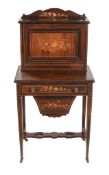 A rosewood and inlaid bonheur de jour/work table , late 19th/early 20th century   A rosewood and