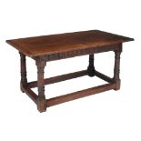 An oak refectory table, circa 1680 and later, 77cm high, the top 78cm x 161cm   An oak refectory