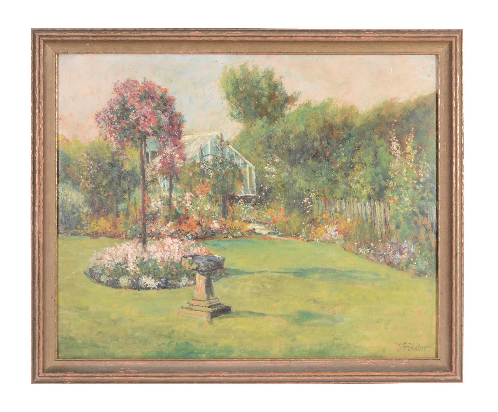 John Falconar Slater (1857-1937) - Garden in bloom  Oil on board Signed lower right 47 x 58.5 cm.(18 - Image 2 of 3