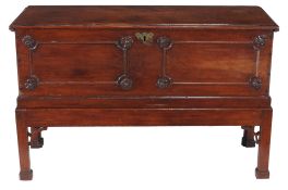 A mahogany blanket box on stand , 18th century and later, 86cm high, 133cm wide   A mahogany blanket