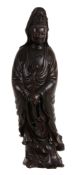 A large Chinese hardwood figure of Guanyin, probably Chenxiang wood   A large Chinese hardwood