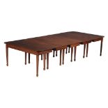 A mahogany and sycamore banded D-end dining table in Regency style A mahogany and sycamore banded