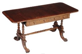 A George IV cross banded mahogany sofa table, circa 1825, 71cm high   A George IV cross banded