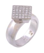 A diamond dress ring , the rectangular panel set with brilliant cut diamonds   A diamond dress ring