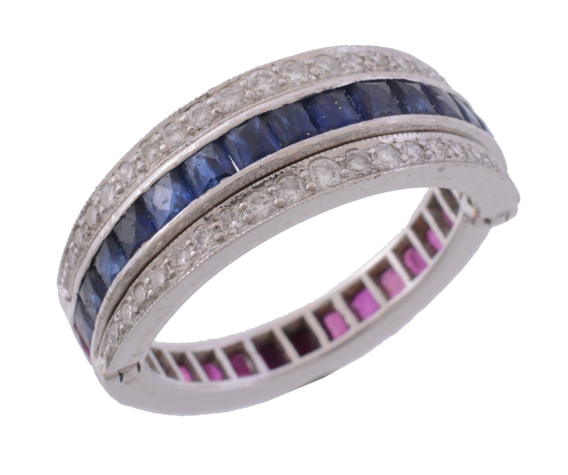 A ruby, sapphire and diamond 'night and day' eternity ring   A ruby, sapphire and diamond 'night and - Image 2 of 2