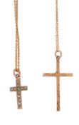 A half pearl cross pendant, the cross set with half pearls   A half pearl cross pendant,   the cross