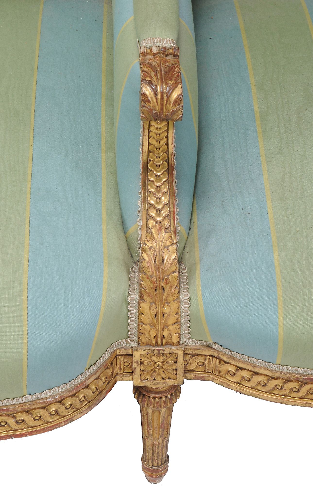 A carved giltwood framed sofa in Louis XVI style, second half 19th century   A carved giltwood - Image 4 of 5