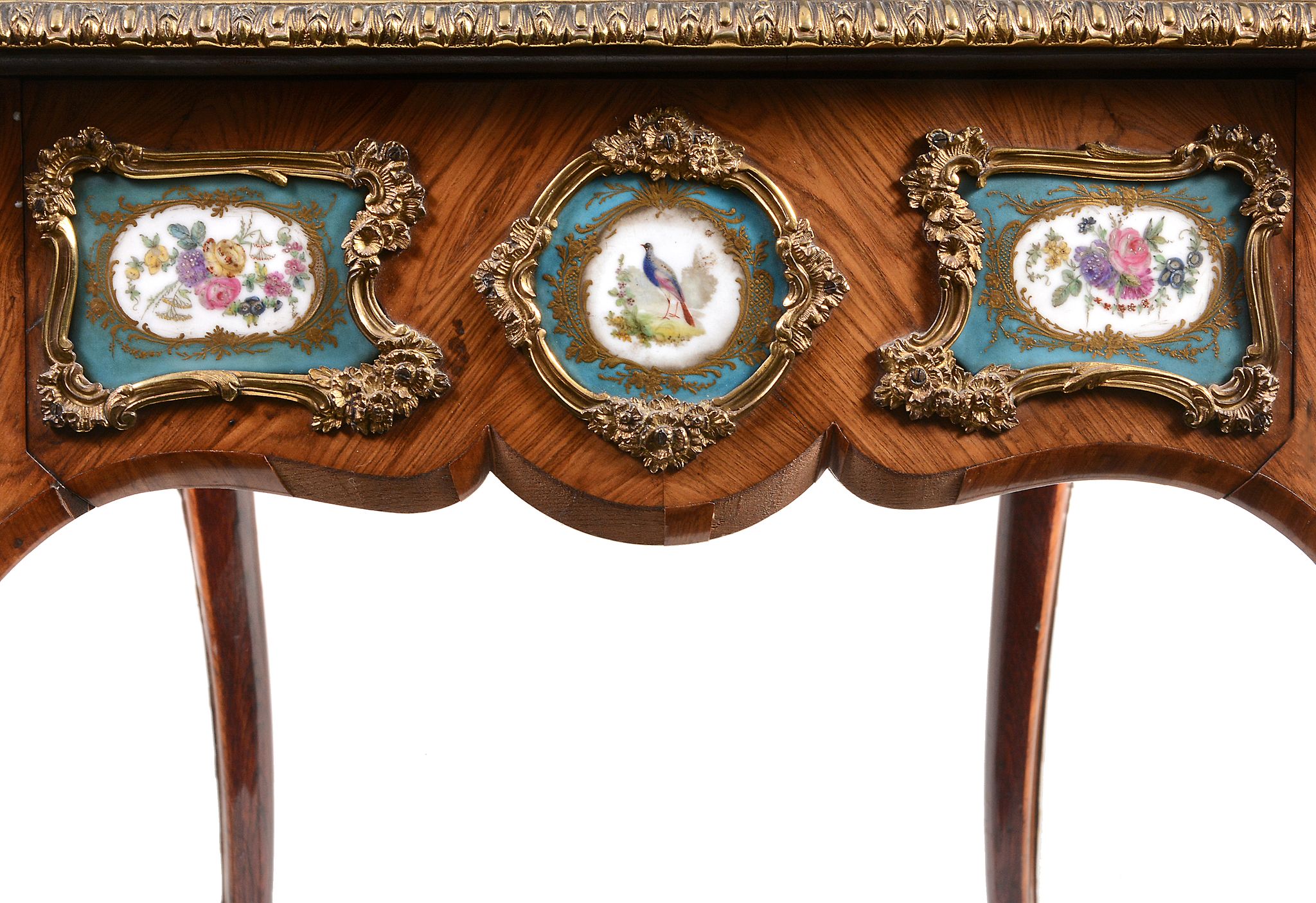 A French walnut and gilt-metal mounted writing table , in Louis XV style   A French walnut and - Image 6 of 6