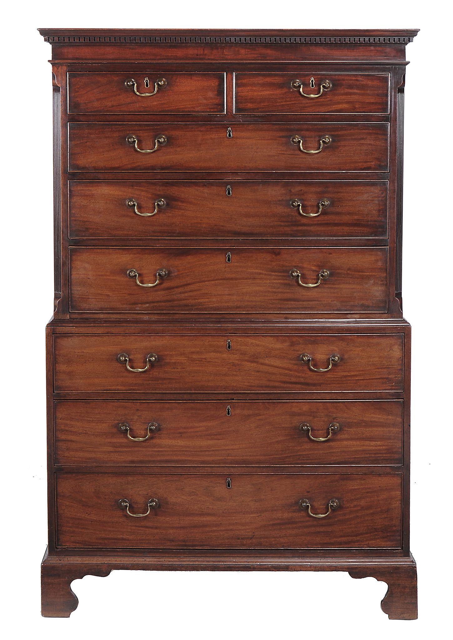 A George III mahogany chest on chest , circa 1780   A George III mahogany chest on chest  , circa