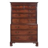 A George III mahogany chest on chest , circa 1780   A George III mahogany chest on chest  , circa