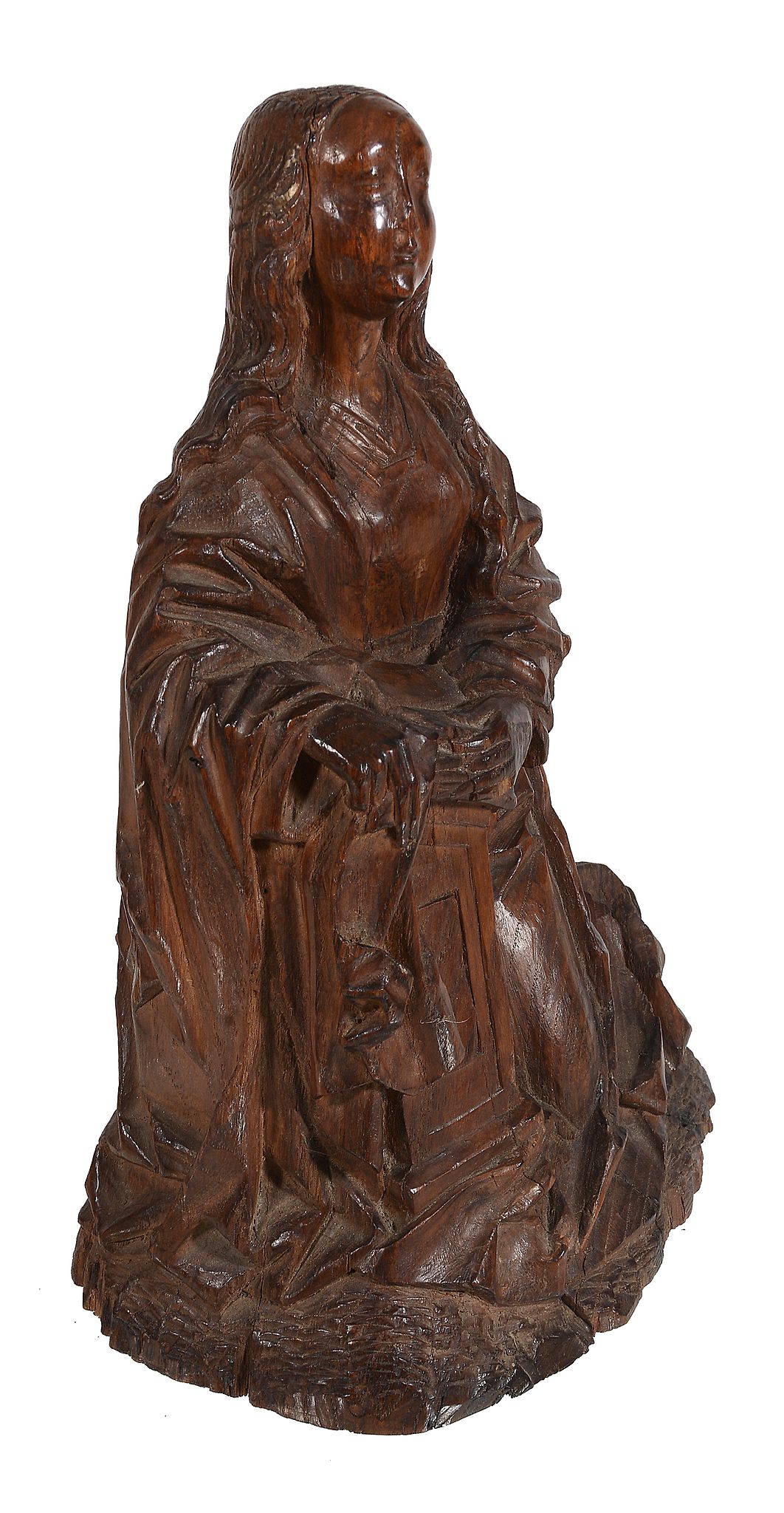 Two sculpted oak models of the Virgin and the Angel Gabriel forming the...   Two sculpted oak models - Image 7 of 7