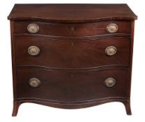 A George III mahogany chest of drawers, circa 1800, probably Channel Islands   A George III mahogany