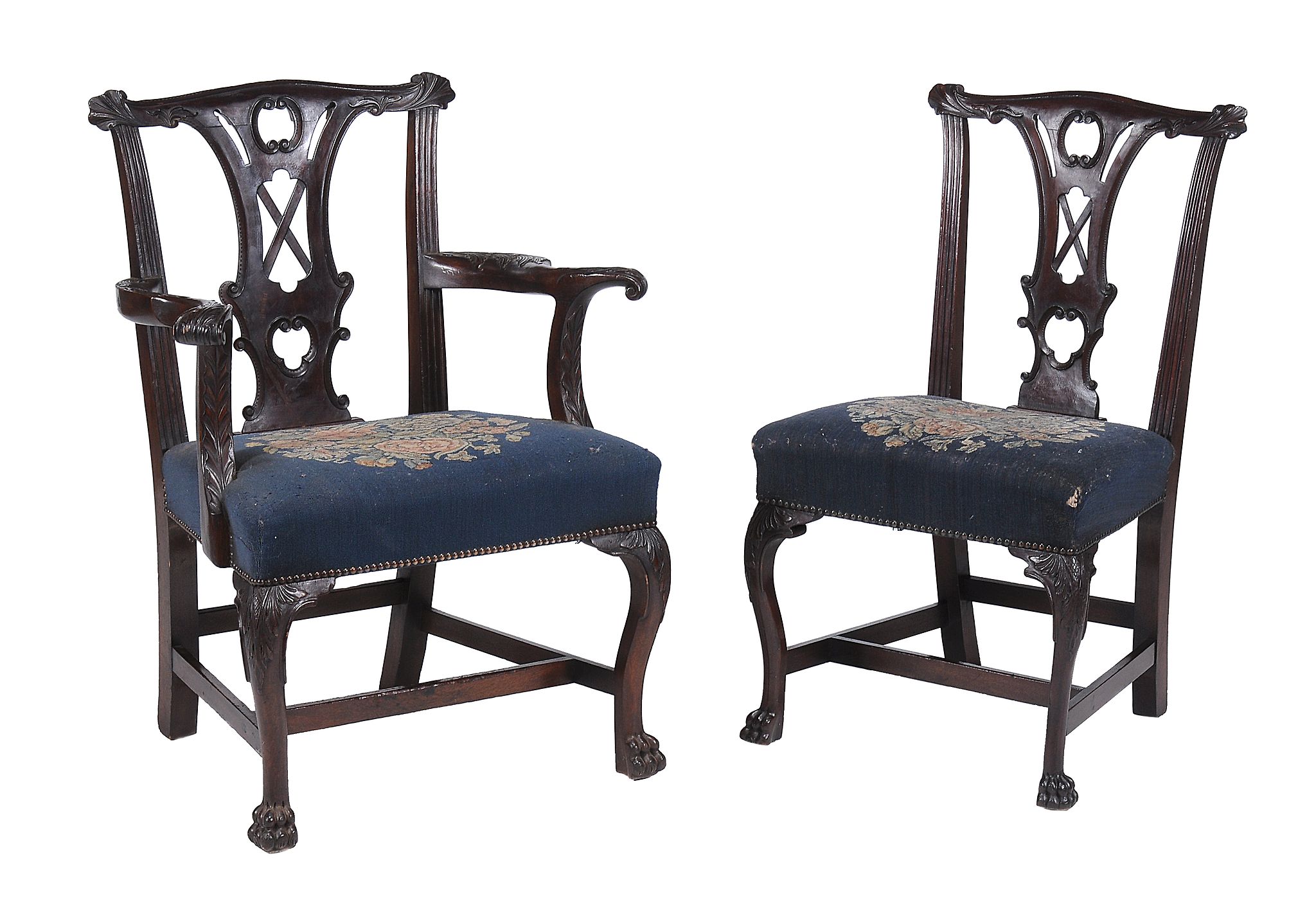 A set of seven mahogany dining chairs in Irish 18th century style   A set of seven mahogany dining - Image 2 of 4