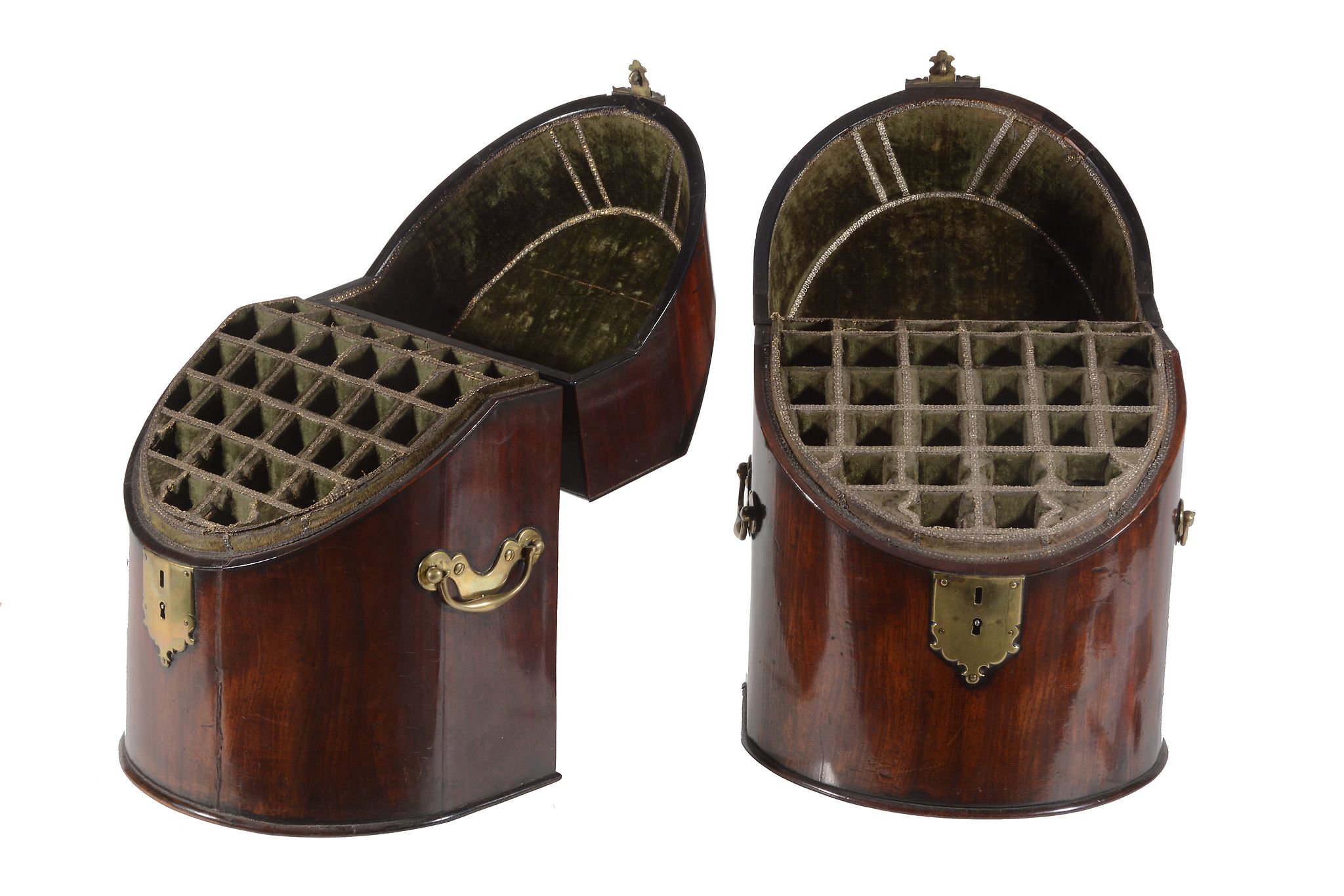 A pair of George II mahogany and brass mounted knife boxes, mid 18th century   A pair of George II - Image 2 of 2