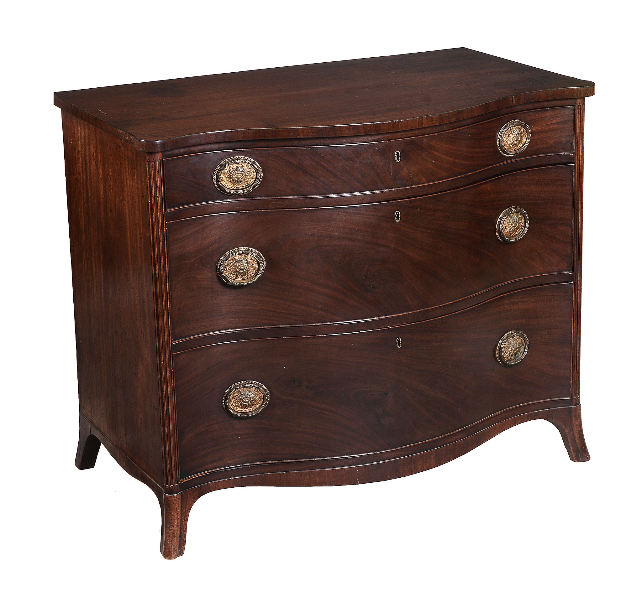 A George III mahogany chest of drawers, circa 1800, probably Channel Islands   A George III mahogany - Image 2 of 3