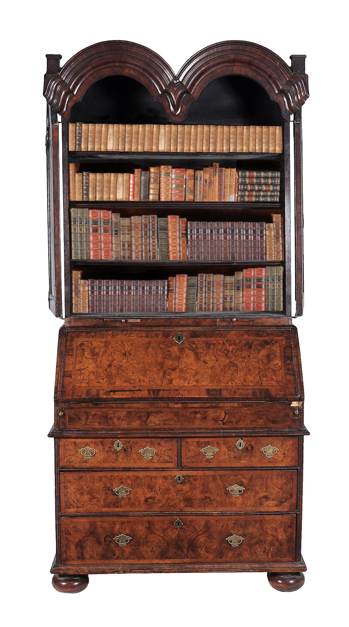 A Queen Anne walnut bureau bookcase , circa 1710   A Queen Anne walnut bureau bookcase  , circa - Image 4 of 4