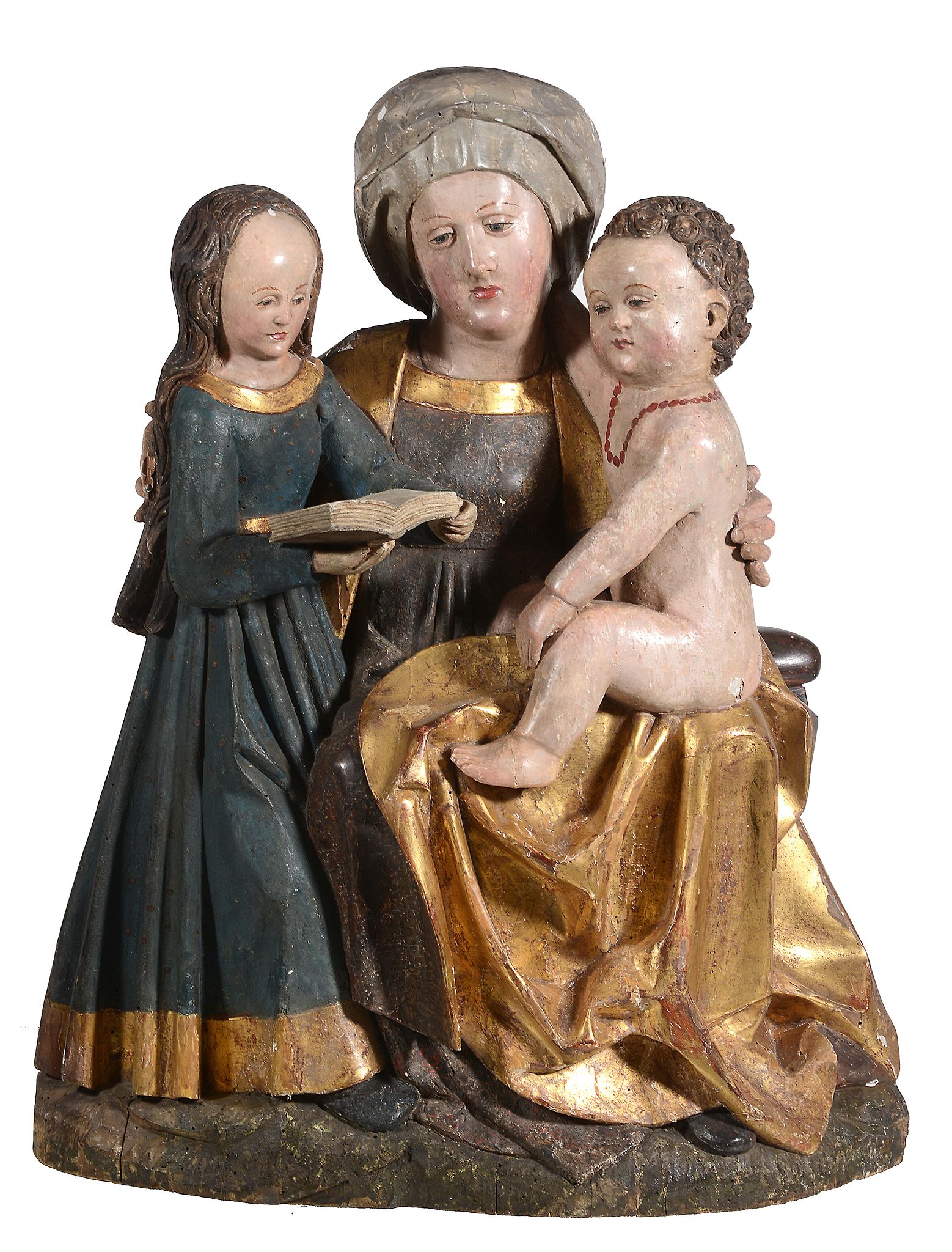 A German sculpted, polychrome painted and parcel gilt wood group of Saint...   A German sculpted, - Image 2 of 2