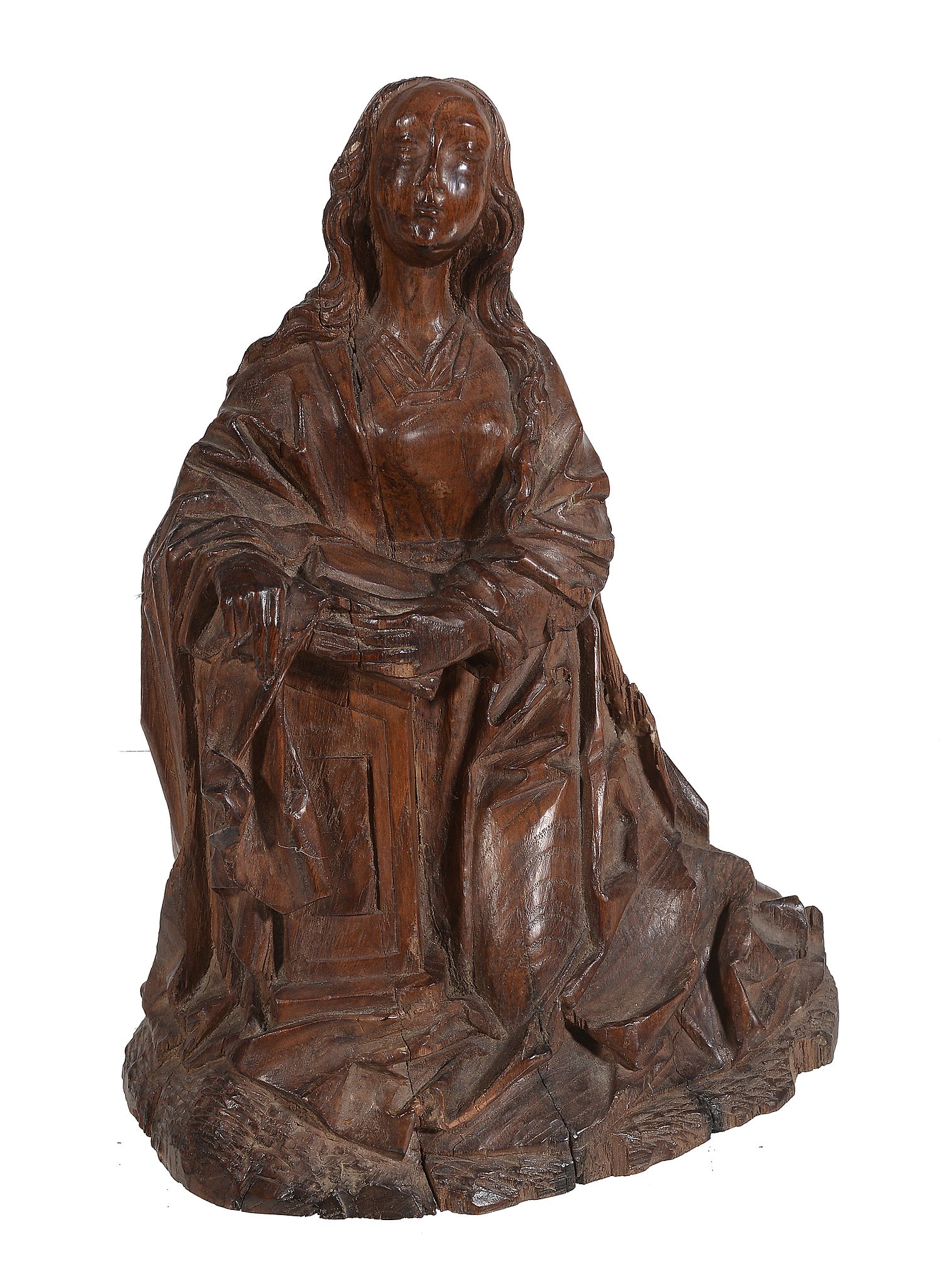 Two sculpted oak models of the Virgin and the Angel Gabriel forming the...   Two sculpted oak models - Image 5 of 7