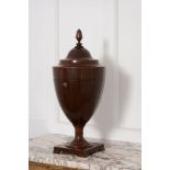 A late Victorian mahogany and sycamore strung urn in George III style   A late Victorian mahogany