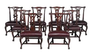 A set of eight mahogany dining chairs in Irish 18th century style   A set of eight mahogany dining