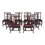 A set of eight mahogany dining chairs in Irish 18th century style   A set of eight mahogany dining