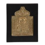 A Russian relief cast brass icon, The Virgin and Child Hodegitria, circa 1800   A Russian relief