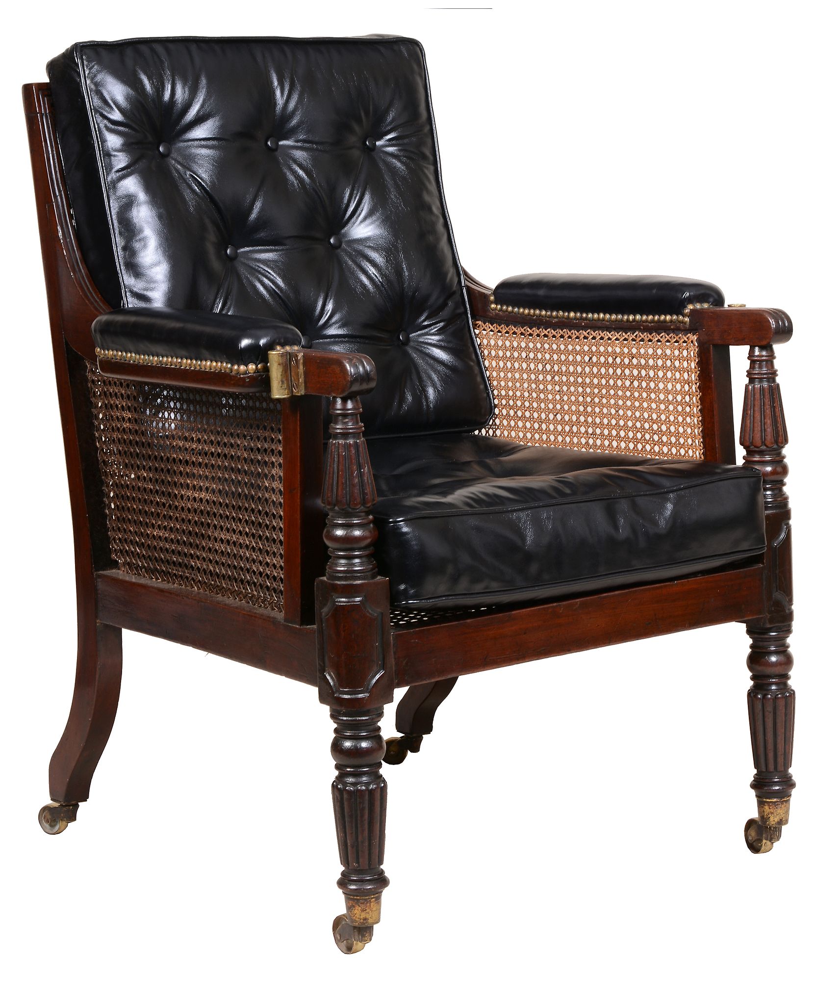 A George IV mahogany library bergere armchair , circa 1825   A George IV mahogany library bergere - Image 4 of 4