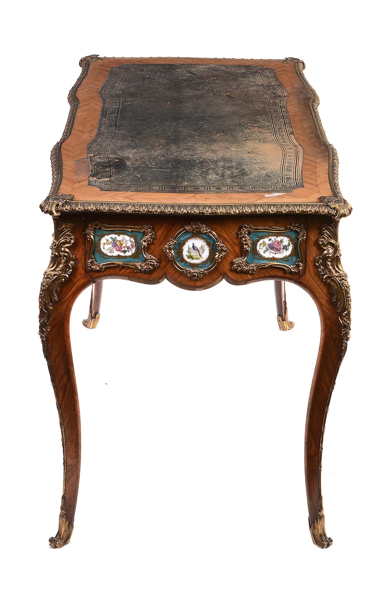 A French walnut and gilt-metal mounted writing table , in Louis XV style   A French walnut and - Image 5 of 6