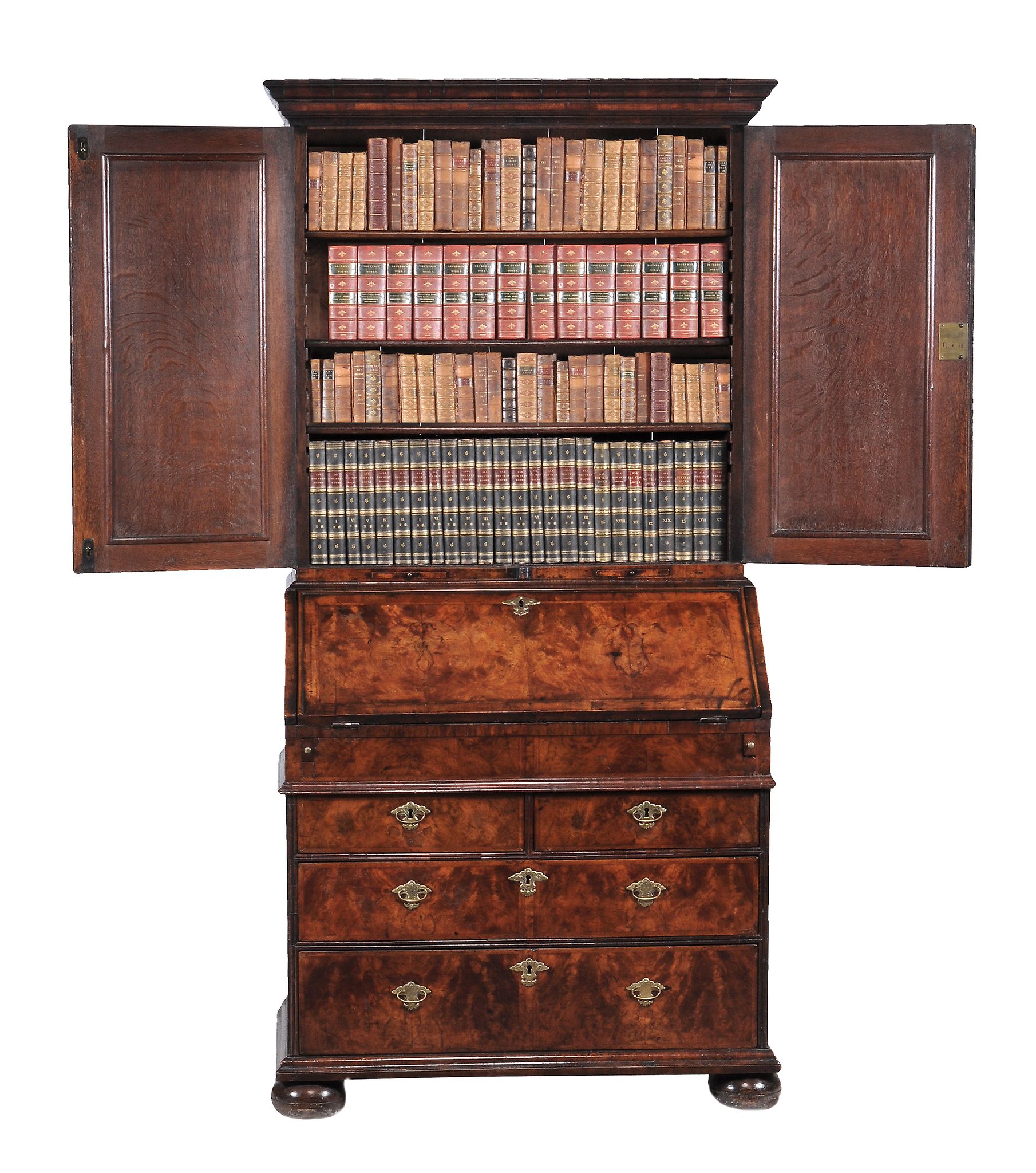 A George II walnut bureau bookcase , circa 1735   A George II walnut bureau bookcase  , circa - Image 3 of 5