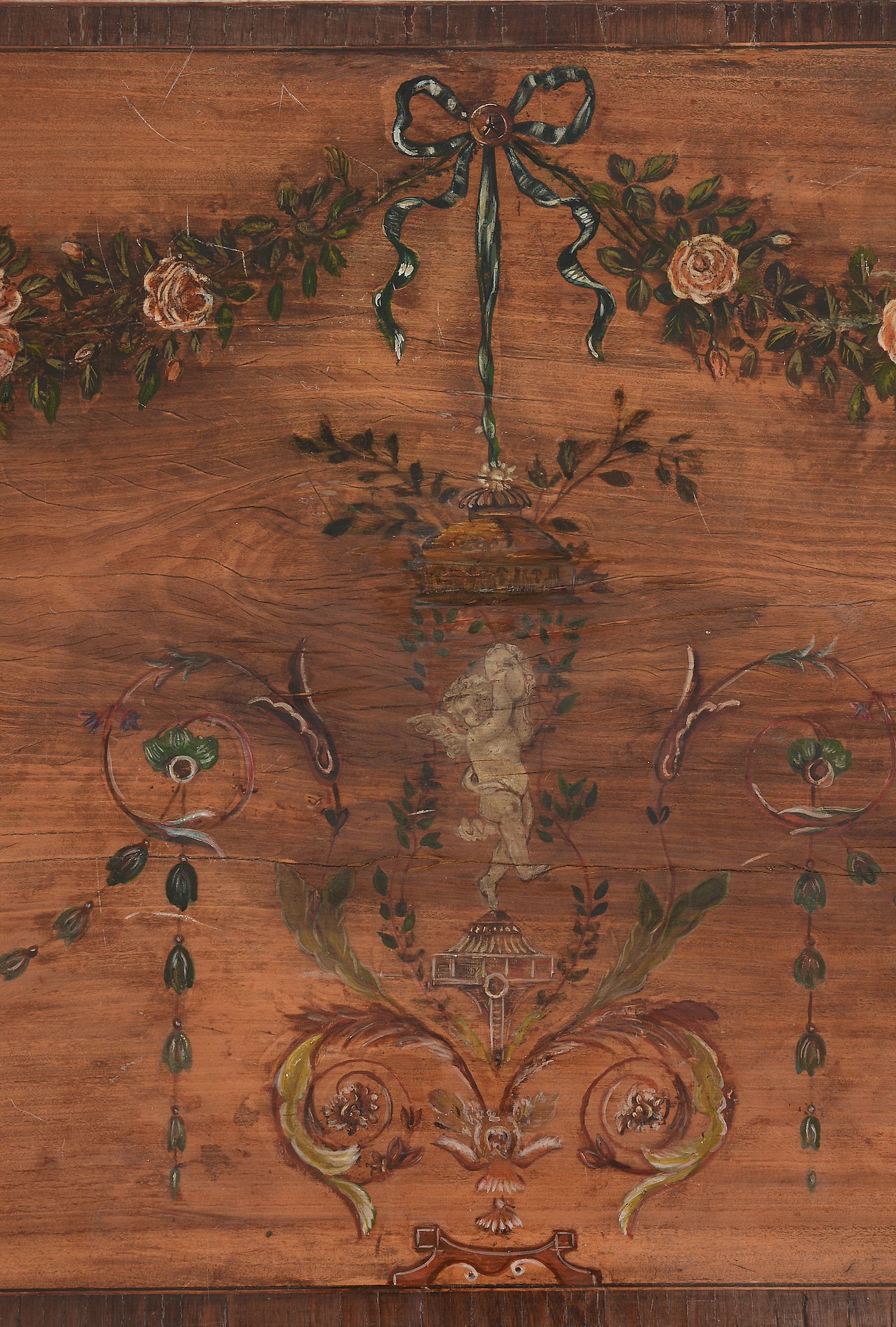 A pair of George III satinwood and painted folding card tables, circa 1790   A pair of George III - Image 4 of 10