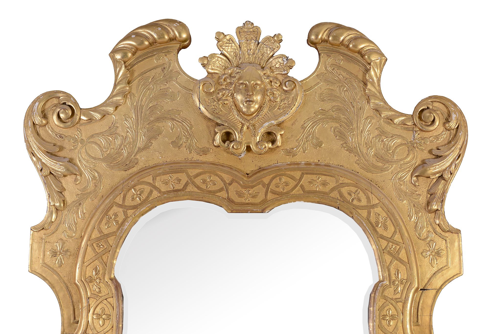A George II giltwood and gesso wall mirror, circa 1735   A George II giltwood and gesso wall mirror, - Image 2 of 3